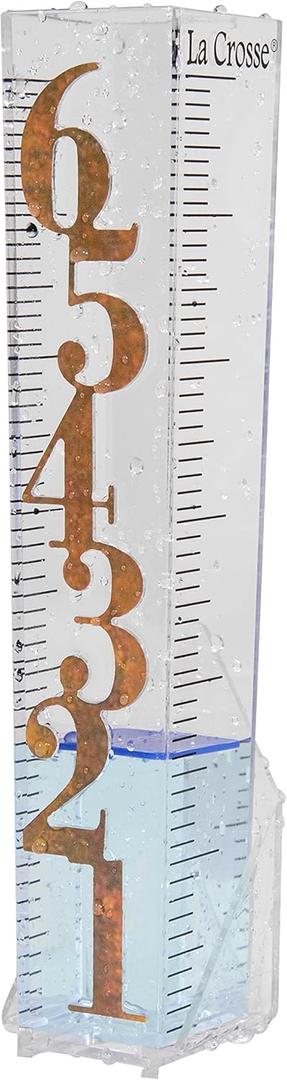 La Crosse 705-110 Easy Read 6-Inch Patina Rain Gauge, Clear