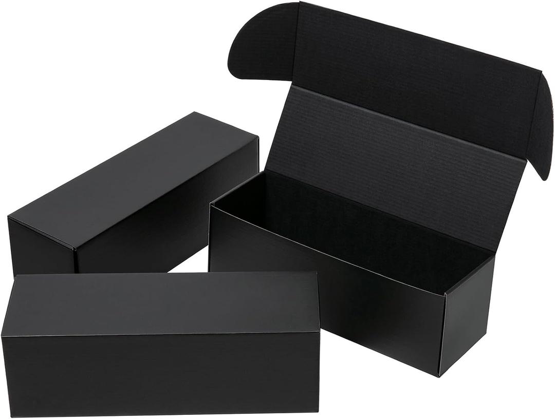 Black Shippping Boxes 12x4x4 Inches 25 Pack Corrugated Cardboard Mailing Box for Small Business, Tab Locking Literature Mailer Packaging Supplies for Packing Gifts Craft Wines Flowers