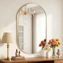 Gold Oval Mirror, 24x36 Inch Oval Bathroom Mirror, Gold Mirror for Wall Decor, Vanity, Entryway, Living Room, Horizontally/Vertically