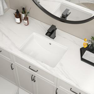19''x14'' Undermount Bathroom Sink Rectangle Bathroom Sink White Porcelain Ceramic Sinks Vanity Sink Under Counter Basin Lavatory Sink Vessel Sink