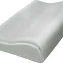 HOMBYS Satin Pillow Case for Contoured Support - Zippered Pillow Cover for Neck - Silky, Smooth and Breathable, 24"x14"x5", Silver Grey