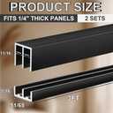 Landical 2 Set 3 ft Black Aluminum Sliding Door Track Set for 1/4" Panels, Top and Bottom Closet Door Metal Track for Cabinet, Showcase, Glass or Wood Sliding Doors