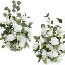 Ling's moment 17.5" Tall Free Standing Artificial Flowers Arrangements 2 pcs Wedding Aisle Runner Chair Decorations White Sage Centerpieces for Ceremony Reception Eucalyptus Rose Floral Party Outdoor