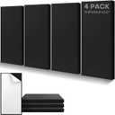 4Pack Fiberglass Acoustic Panels, Self Adhesive Sound Proof Foam Panels for Walls, Sound Dampening Panels for Studios, Office, Home Theater Soundproofing Absorbing Noise Reducing, 23.6x11.8x2.5" Black