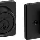 Kwikset 660 Contemporary Deadbolt Deadbolt Lock, Matte Black Square Exterior Keyed Front Entry Door, Pick Resistant SmartKey Rekey Security, Single Cylinder Dead Bolt