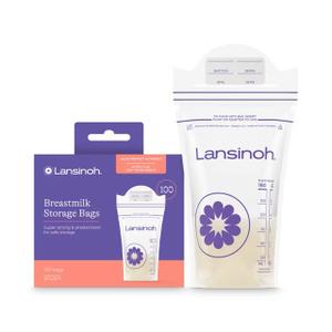 Lansinoh Breastmilk Storage Bags, 100 Count, Fast Freeze & Thaw, Breastfeeding Essentials, 6 oz