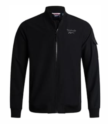 Reebok Mens Rain Jacket - Full Zip Up Lightweight Water Resistant Windbreaker Soft Shell Collar Rain Coat for Men (Black, S)