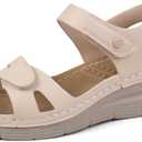 Ortho + Rest Women Arch Support Walking Sandals Comfortable Orthotic Sandals (8, Beige)