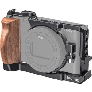 SMALLRIG Vlog Camera Cage for Sony RX100 VI and RX100 VII Camera (Fits DSC-RX100 M6 and DSC-RX100 M7 Camera) with Wooden Handle Grip Vlogger Youtuber  CCS2434