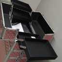 FRENESSA 3 in 1 Rolling Makeup Train Case Portable Cosmetic Trolley Large Storage for Professional with 360 Swivel Wheels Salon Barber Case Traveling Cart Trunk - Glitter Pink