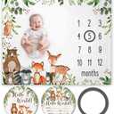 Yuzioey Woodland Animals Baby Milestone Blanket with Birth Stat Sign, Forest Baby Growth Chart Monthly Blanket, Watch Me Grow Woodland Baby Nursery for New Moms Baby Shower(50"x40")