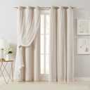 Beige double layer white  2 Pack Curtains 50x100 
