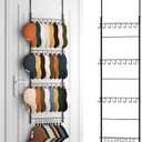 HapiRm Over the Door Hat Organizer - 4 Tier Wall Mounted Hat Rack with 24 Hooks and 10 Movable Clips, Hanging Baseball Cap Organizer Storage Holds to 34 Caps for Door, Bedroom, Closet (Black)