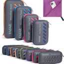 BAGAIL Camping Towel with EVA Case, Compact & Ultra Soft Microfiber Travel Towel - Super Absorbent & Lightweight Quick Dry Towels for Sports, Beach, Gym, Backpacking, Hiking and Yoga (L - 28" x 56", Purple)