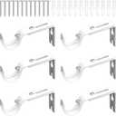White Curtain Rod Bracket, Curtain Rods Holders, Drapery Rod Bracket Support Up to 1" Rod with Wall Mounts and Screws, 6PCS