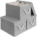 StorageWorks 32L Storage Bins with Lids, Decorative Boxes with Soft Rope Handles, Gray, Jumbo, 3-Pack