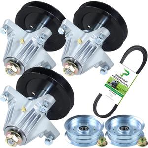 POSEAGLE 3 Pack Pre-Greased 918-06980 Spindle Assembly with 756-05034A Idler Pulley 954-04077A Belt 5/8x134 for Cub Cadet XT1 50 XT1 GT50 Craftsman G8200 G8300 Troy Bilt Super Bronco 50 Lawn Tractors