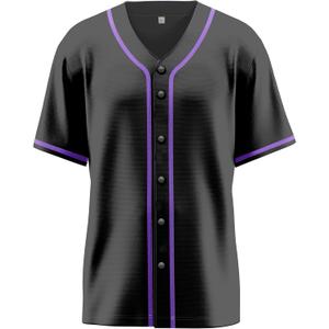 Baseball Jersey for Men,Blank Baseball Jerseys Shirts Short Sleeve Hip Hop Sports Casual Button-Down Uniforms (Black, M)