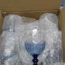 XUWAIDSGN 6Pcs Plastic Vintage Wine Glasses 13.5oz Reusable Embossed Goblet Glasses Blue Gradient Retro Wine Glassware Unbreakable Stemmed Champagne Water Cups for Wine Cocktail Juice Wedding