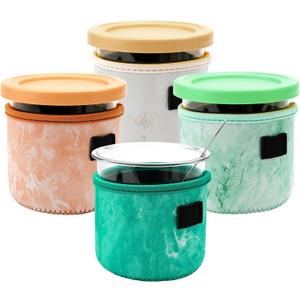 4 Pack Ice Cream Sleeve Neoprene Sleeve for Ninja Creami Accessories, Reusable Insulated Sleeves for NC301 NC300 NC299AMZ Series (16oz B)