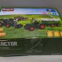 Farm Animal Tractor Toys Playset-16.5 Inches Tractor with Trailer Fence,Farmer,Tree,Cow,Farm Toy Set for Boys Girls Kids Toddlers Age 3-7 Years Old