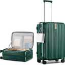 Hanke 24 Inch Expandable Luggage Top Opening Checked Bag Luggage Hard Shell Suitcases with Wheels Lightweight Travel Luggage Medium Suitcase with Lock for Woman Men-Blackish Green