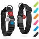 WAUDOG Waterproof Dog Collar - Adjustable Dog Collar for Large Dogs, Small and Medium Dogs - Breakaway Dog Collar Waterproof with Plastic Buckle and QR Dog Tag - Boy & Girl Dog Collars (Black) (9" - 14" Neck * 3/5" Wide (Plastic Buckle))