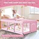 Fshibila 74" 50" Large Baby Playpen, Baby Playard for Babies and Toddlers, Play Pens for Indoor & Outdoor, Sturdy Safety Play Yard with Soft Breathable Mesh, Anti-Fall, Pink