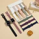 Slim Silicone Bands Compatible with Apple Watch Band 40mm 38mm 41mm 44mm 45mm 42mm Women Floral Breathable Braided Lace Thin Sport Strap Replacement Wristbands for iWatch SE Series 9 8 7 6 5 4 3 2 1