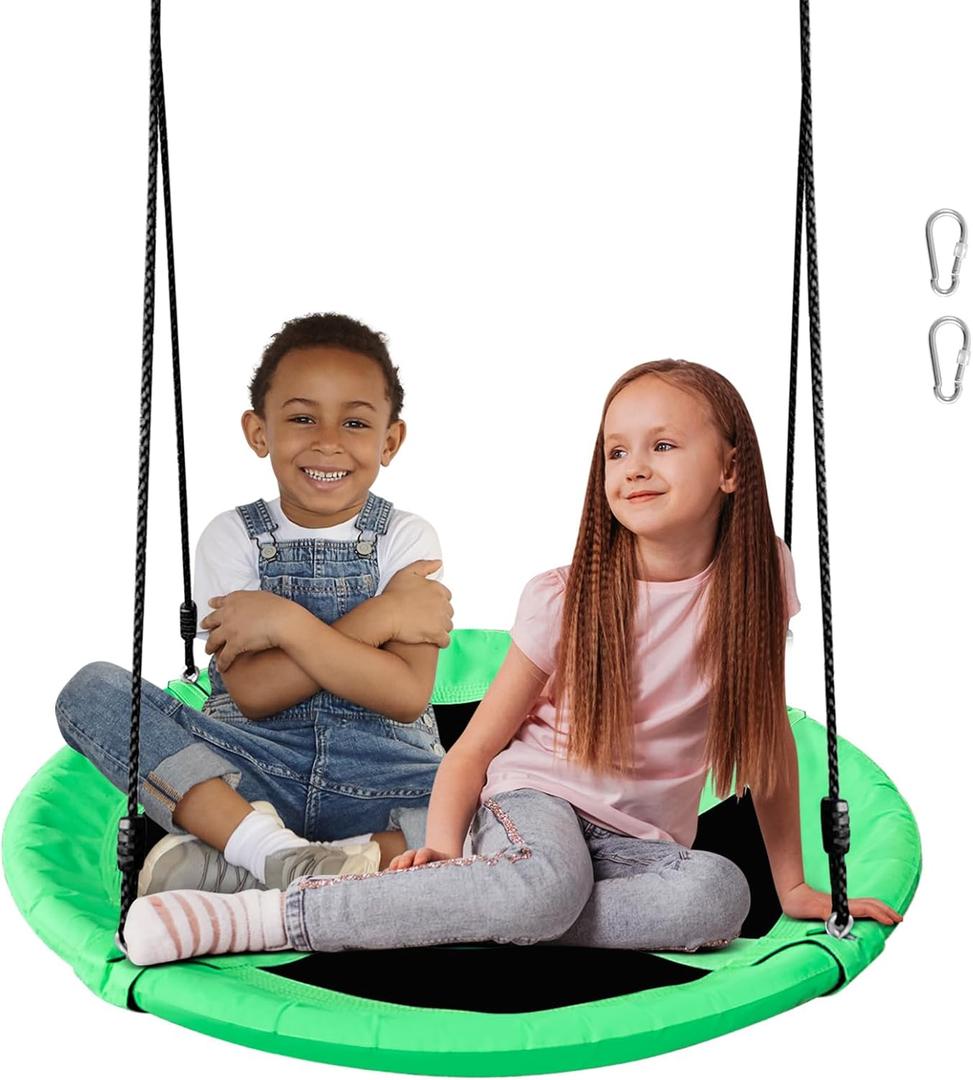Saucer Swing for Kids - 40 Inch Outdoor Tree Swing with 660 lb Weight Capacity, 900D Oxford Waterproof Fabric and Hooks