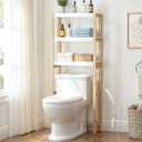 UTEX 3-Tier Over the Toilet Storage Shelf with Bamboo Frame, White