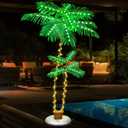 PINPON Lighted Artificial Palm Tree, 6 FT Light Up Christmas Palm Tree Decorations Decor, Fake Trees Lights for Patio Yard Pool Porch Deck Tropical Party Tiki Bar Indoor Outdoor Use