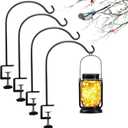 Deck Hook for Railing 4 Pack Deck Bird Feeder Pole with 2.04 Inch Strengthened Clamp for Hanging Bird Feeders, Lanterns, Wind Chimes, Flower and Plant Baskets