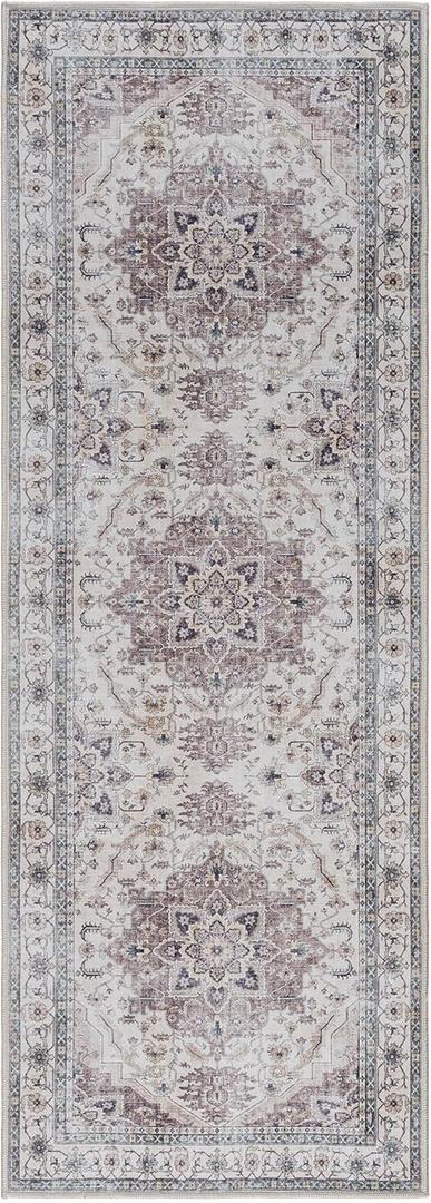 Gertmenian Indoor Boho Rug - 2x6 Runner, Non Slip, Super Strong, Ideal for High Traffic Areas in Entryway, Bedroom, Kitchen - Soha, Gray, 28913