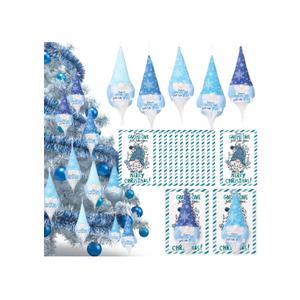 Peryiter 30 Set Winter Snowfalke Gnomes Hanging Ornaments Gifts Plush Beard Doll Blue and White Christmas Appreciation Gifts for Coworker Employees Staffs or Christmas Tree Home Office Decor