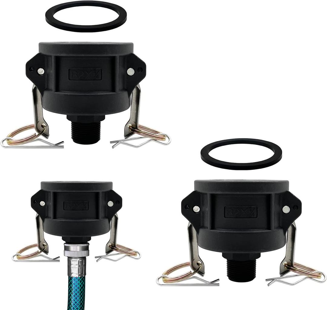 BITOTU 2pcs Fittings Adapter for IBC Tote Tank 275 330 Gallon Garden Hose Camlock 2 inch to 3/ 4 inch