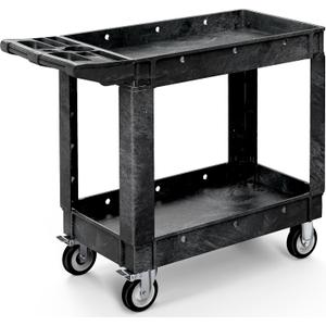 YITAHOME Utility Cart on Wheels, Plastic Tool Cart 550 lbs Capacity Service Cart, 40 x 17 Inch 2 Shelf Extra Heavy Duty Rolling Work Carts for Warehouse, Garage, School & Office, Cleaning, Black