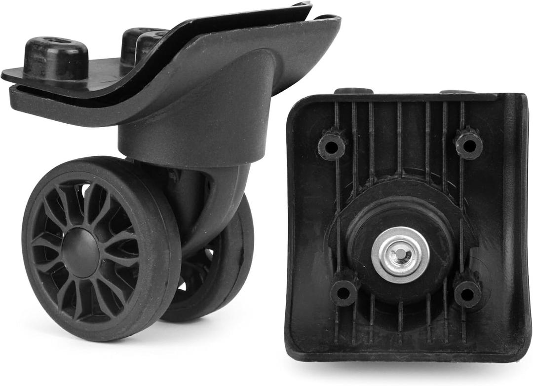 1 Pair Luggage Wheels Replacement Black Suitcase Wheels Replacement Parts Caster Trunk Wheels Luggage Suitcase Trolley, Double-Row Wheels