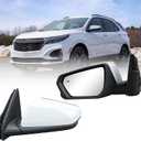 Driver Side Mirror Compatible With 2018 2019 2020 2021 2022 2023 2024 Chevy Equinox GMC Terrain Mirrors With Power Glass Heated Turn Signal Blind Spot Replaces #84225386(White) 8 Pins