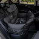 JACKO & CO Premium Dog Car Seat Safe & Cozy Travel Bed Carrier for Small Dogs, Puppies, Pets, Clip-On Leash, Storage Pockets, Water-Resistant, Machine Wash (Black, Removable - Medium (25-40lbs))