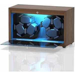 Watch Winder, 6 Slots Automatic Watch Winders with Serenity Blue Backlight and Memory Foam Pad, Open Lid Tech, 4 Modes (Adapter Not Included)