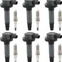 Set of 6 Ignition Coil Pack & Spark Plug Compatible with Ford Edge Explorer F-150 Flex Fusion Mustang Taurus Lincoln MKS MKX MKZ Mazda CX-9 V6 3.5L 3.7L Replace# UF553, C1595, 48856, GN10237