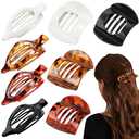 8 Pcs Large Flat Claw Clips for Women, 2 Styles French Flat Hair Clips for Women, Strong Hold Hair Claw Clips for Thick Thin Hair (Black White)