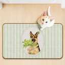 St. Patrick's Day German Shepherd Doormat, Irish Shamrock German Shepherd Dog Door Mat for Inside Outside Entrance Porch, Green Striped Clover Dog Welcome Mats, 17x30 Inches