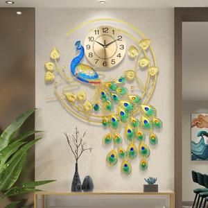 FMTAD 36.6 Inch Large Peacock Wall Clock Non-Ticking Silent, Creative Decorative Peacock Clock 3D Luxury Mid Century Big Wall Clocks for Living Room Bedroom Dining Room Decor