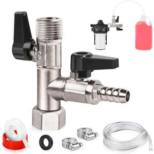 Boltigen RV Winterizing Kit - Brass Nickel Plated 3-Way By-Pass Diverter Valve Replacement, 1/2NPT/Barb Boat Pump Converter for Fill Pipes With Antifreeze