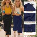 Halfchet 3 Pack Girls Capri Pants Wide Leg Baggy Cropped Sweatpants Kids Basic Casual Capris with Pockets for Ages 5-14