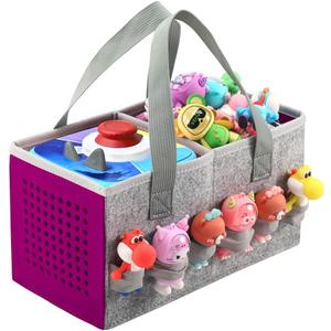 Carrying Case Travel Felt Bag Compatible with Toniebox 1/2 Audio Player Starter Set and Tonies Figurine (Gray+Purple)