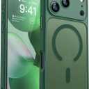 CANSHN Magnetic Compatible with iPhone 17 Pro Case, Upgraded [Full Camera Protection] [Compatible with Magsafe] [Translucent Matte] Shockproof Protective Phone Cover 6.3 Inch - Deep Green