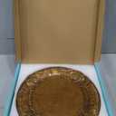 MAONAME 13" Antique Gold Charger Plates, Plate Chargers with Embossed Rim, Round Plastic Charger Plates for Wedding, Table Decor, Set of 6